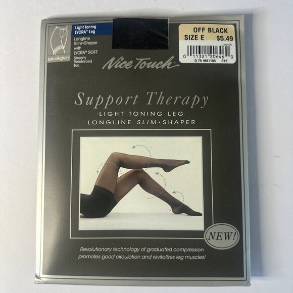 5 x Nice Touch Support Therapy Pantyhose Plus Sz E Black/Taupe New VTG Shapers - Picture 11 of 12